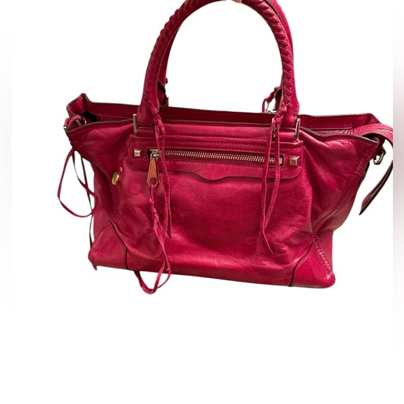 Rebecca Minkoff red/maroon leather bohemian Satchel/tote fringe detailing - Picture 5 of 10